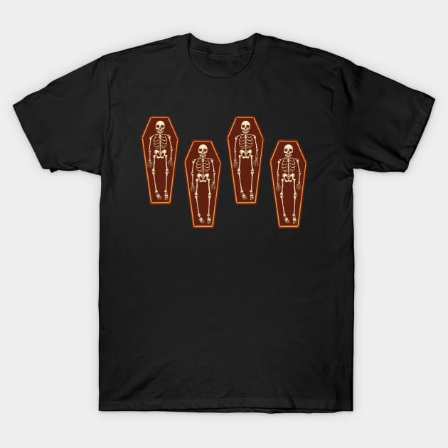 Skeleton In Coffin Coffins Halloween T-Shirt by MooonTees